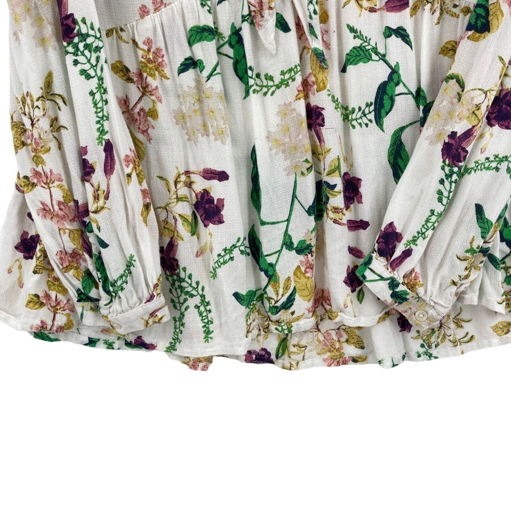 Lucky Brand Peplum Top Womens Medium Multi Floral 100% Viscose V Neck Pullover - Picture 11 of 16